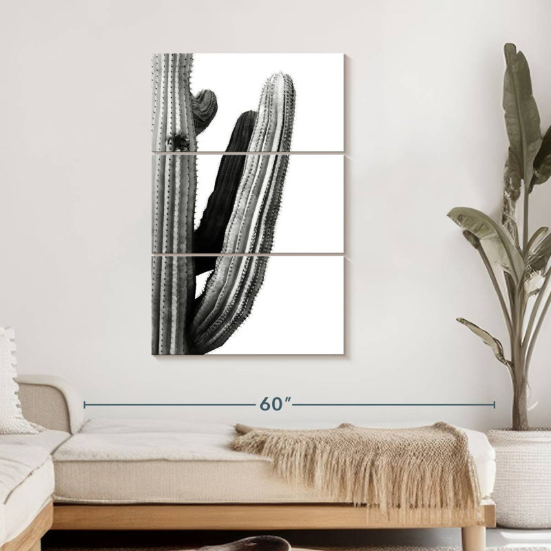 " Cactus Branch " 3 - Pieces, 45" H x 28" W x 1.25" D