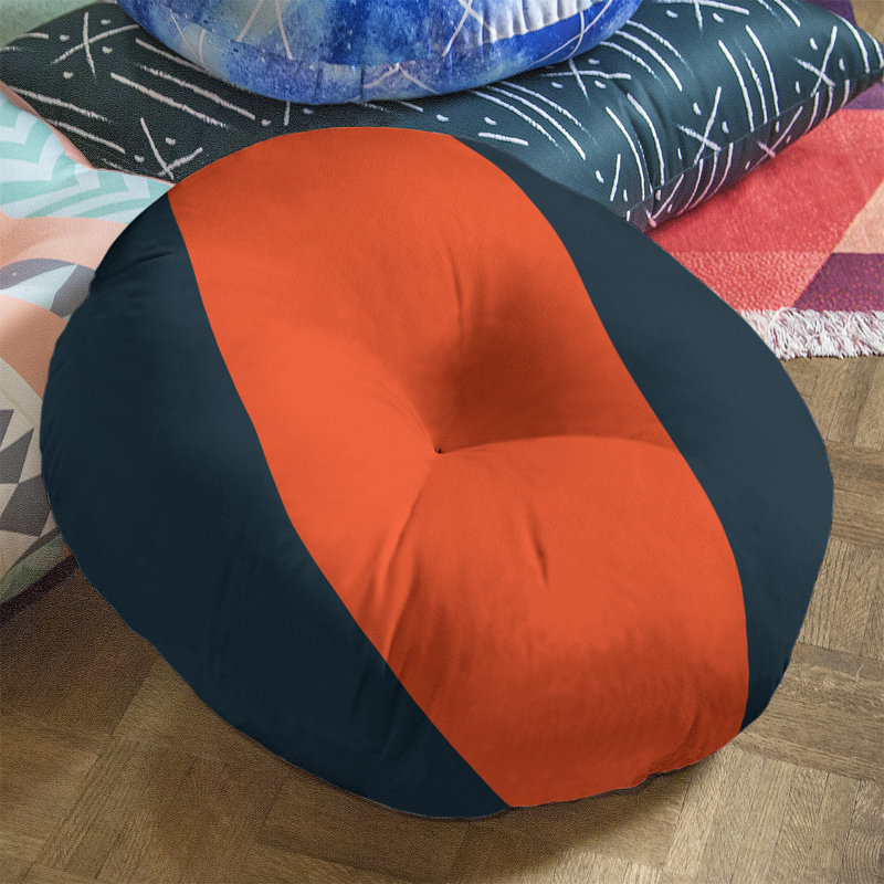  Coussin de sol touffeté, 26 po x 26 po, Marine / orange