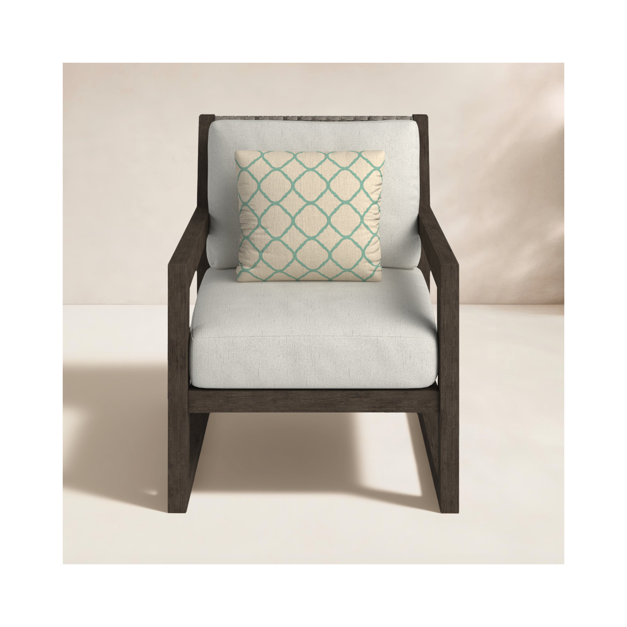 Norrell Outdoor Lounge Chair with Cushions, Light Gray/Espresso Brown