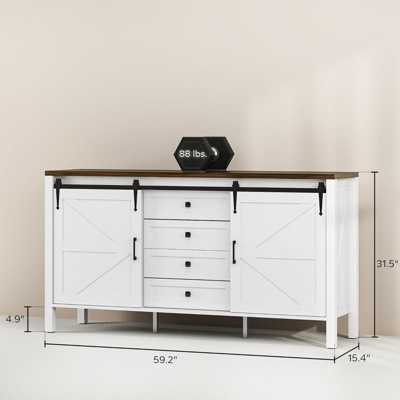 Modern Sideboard Buffet Cabinet with Upgraded Solid Wood Frame