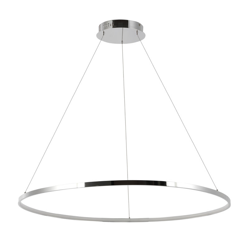 Huyet Single Light Dimmable LED Pendant, Chrome, 0.75" H x 34.88" W x 34.88" D