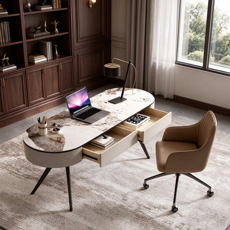 Oval Stone Writing Desk