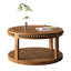 Table basse et canapé 31,5 pouces en bois massif rond - plateau épaissi à deux niveaux, pieds robustes, table circulaire-1487153536