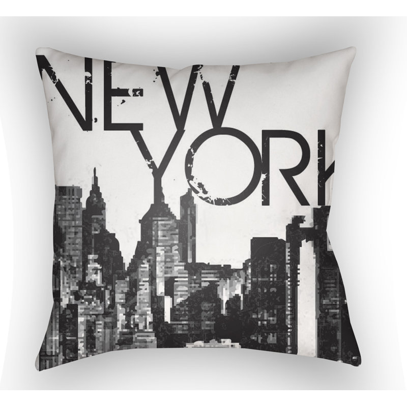 Jetset New York Indoor/Outdoor Use Throw Pillow, 18" H x 18" W x 4" D