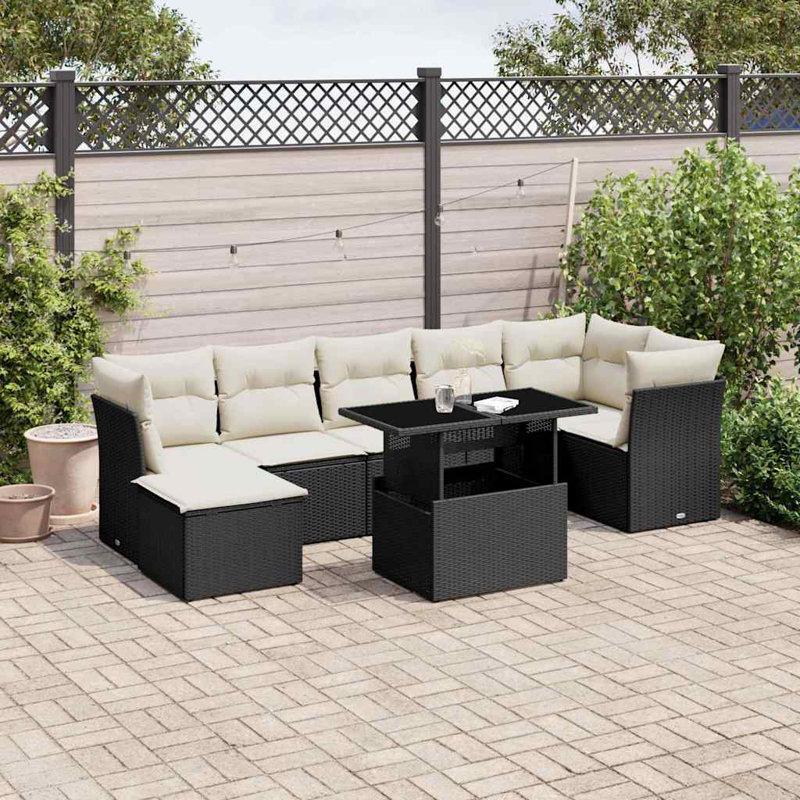 Ensemble de canapé de jardin Vidaxl noir, blanc crème