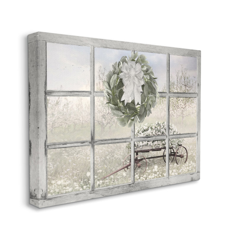 «Rustic Meadow Floral Wagon» par Lori Deiter - Peinture, H 24 po x l 30 po x P 1,5 po, Toile tendue