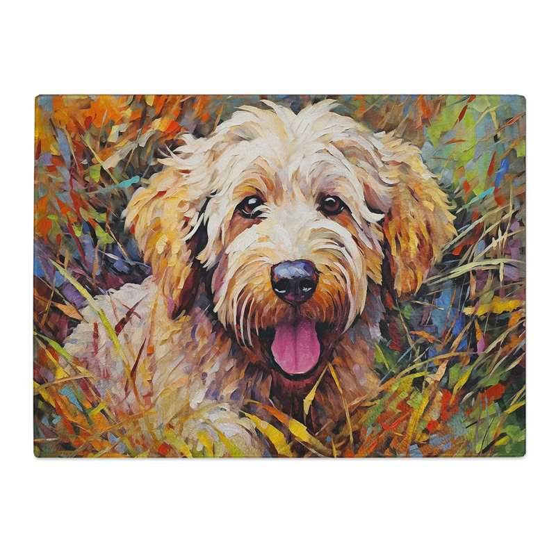 Labradoodle Impressionism  Glass Chopping Board