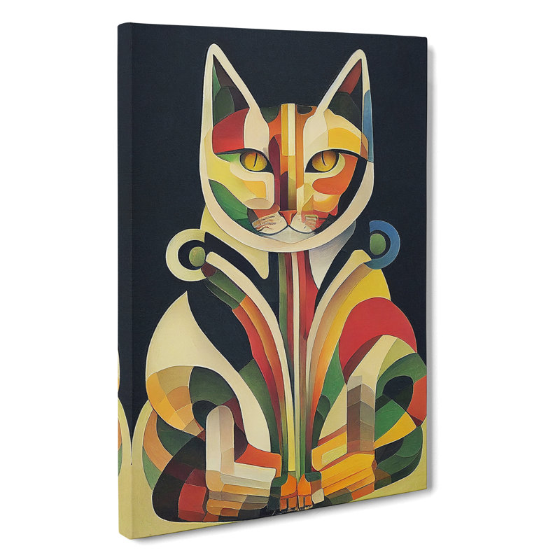 Cat In Art Nouveau No.4 - Wrapped Canvas, 76cm H x 50cm W x 3cm D