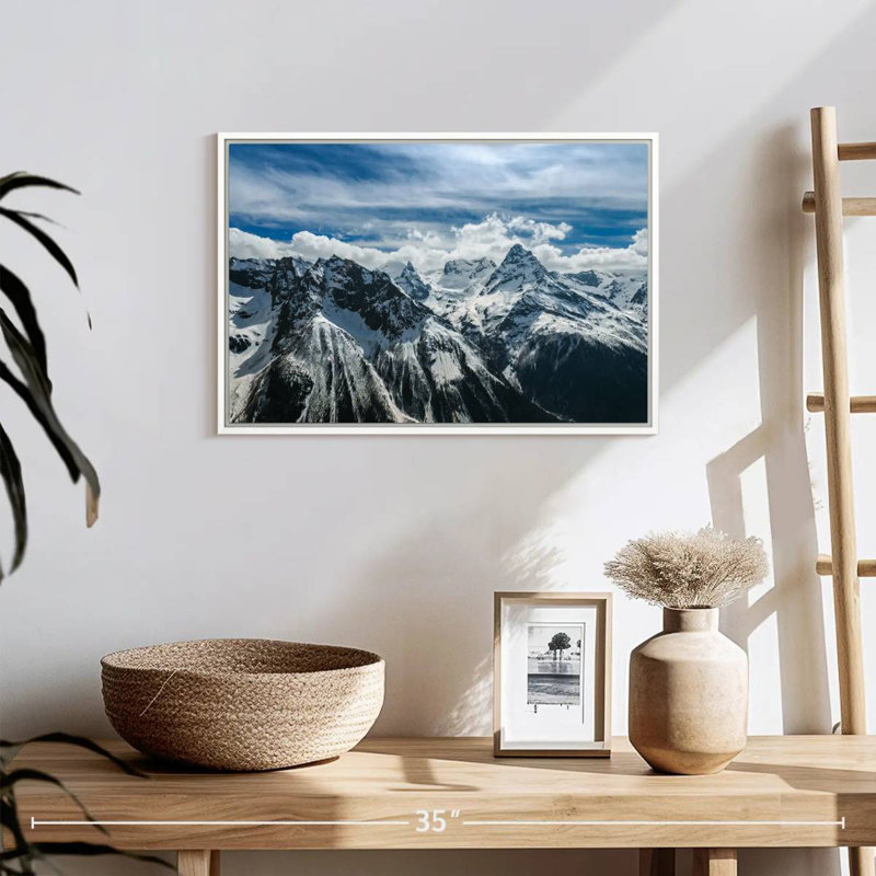 Snow Mountain Peaks, Cadre flottant blanc, 19 po x 13 po