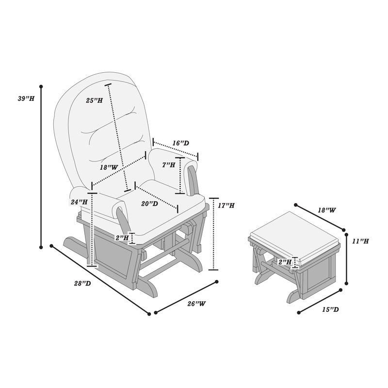 Fauteuil oscillant avec repose-pieds Jeaniece, Microfibres et suédine gris foncé, Blanc