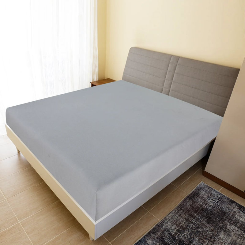 Ensemble de draps-housses en jersey 100% coton Vidaxl, Gris, Simple TG