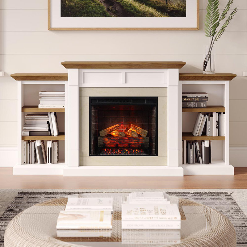 Ensemble de manteau de bibliothèque de 74 pouces Country Living Belhaven | Chaufferette électrique encastrable 23 po