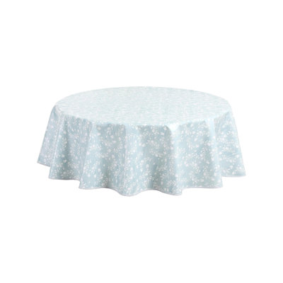 Round Oilcloth PVC Wipe Clean Tablecloth Table Cover 140Cm 55" Duck Egg Blue Green