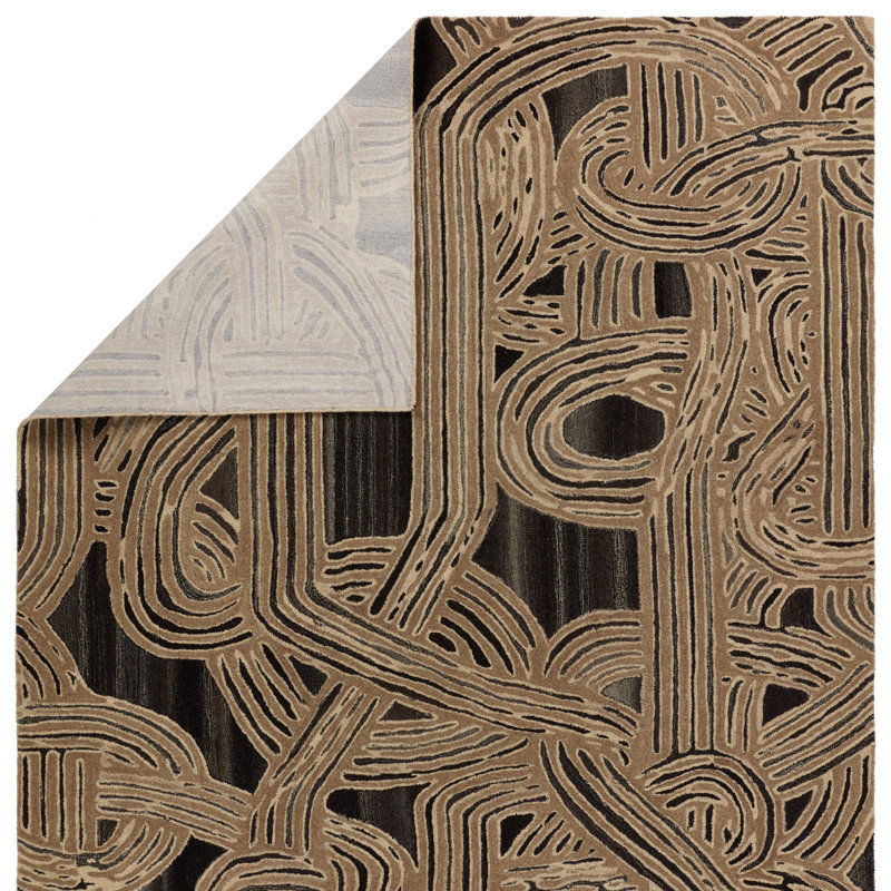 Verde Home By Jaipur Living Kathmandu PVH13 Handmade Abstract Tan and Black Area Rug (6'x9'), Rectangle 5' x 8'