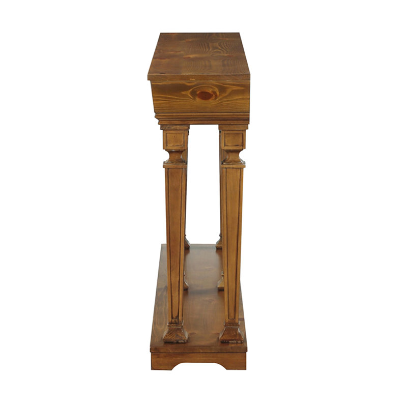 Console Table In Oak Finish With Rectangular Base And Shelf A For Storage Display