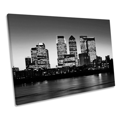 London Canary Wharf City B&W - Wrapped Canvas Print