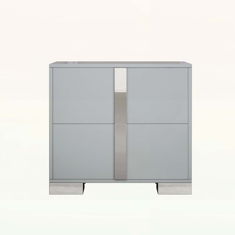 Table de chevet avec 2 tiroirs pour un rangement et un style améliorés, Gris