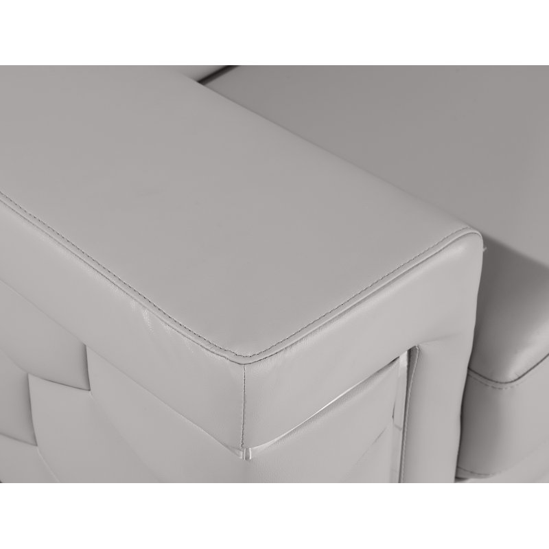 Charliee Genuine Leather Armchair, Light Gray