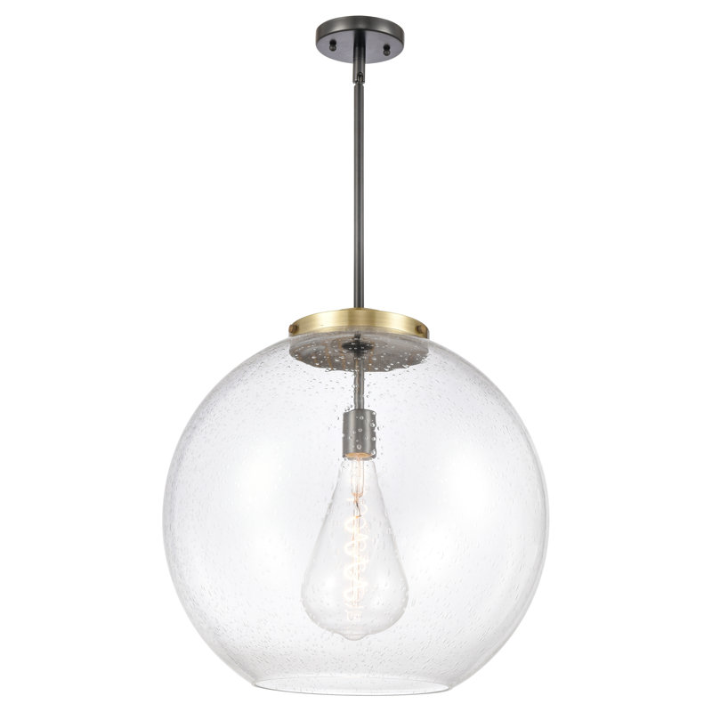 Luminaire suspendu sphère 1 lumière DEL Ralph, Grainé, Laiton antique noir