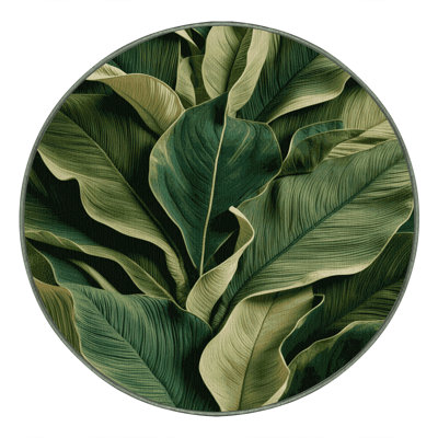 Machine Washable Botanical Green Area Rug