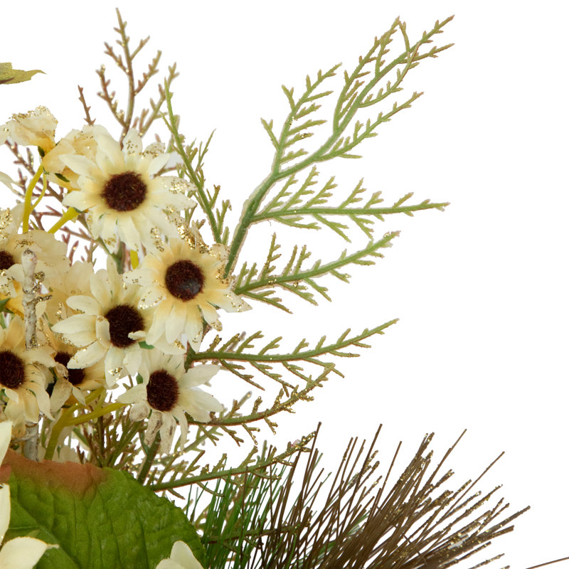 Décoration florale de tournesols et de baies 16 po