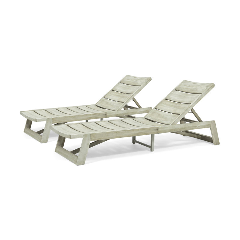 Wood Chaise Lounge In Grey With Adjustable And Metal Decor (2 2 Grey, Molded Of, Gray