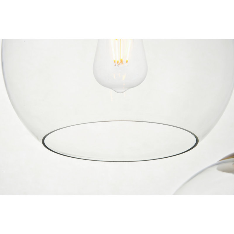 54 Inch Pendant Clear Shade, Brass