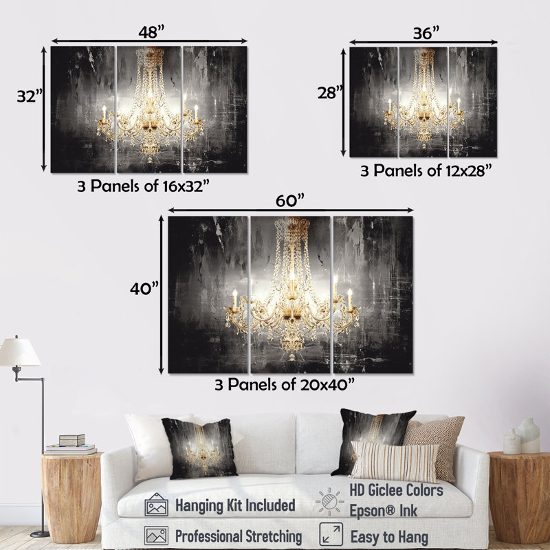 Robicheaux - Ensemble d'impressions murales lustre Glam, Toile tendue, H 32 po x l 48 po x P 1 po