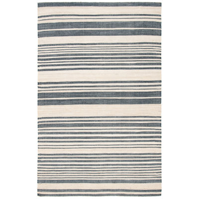 Fitzpatrick Hand Woven Jute/Wool Striped Rug in Ivory/Charcoal