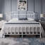 Metal Bed Frame with Vintage Headboard-408819812-435665686