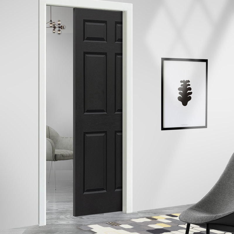 Porte de poche coulissante à panneaux, 36 po x 80 po, Noir
