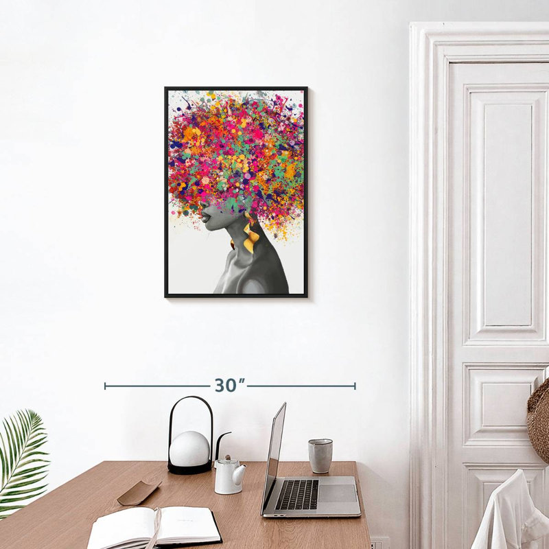 Afro Hair Pop, Cadre flottant noir, 17 po x 25 po
