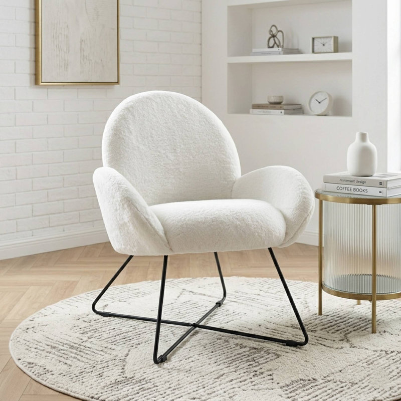 Kosmoski Upholstered Slipper Chair, White