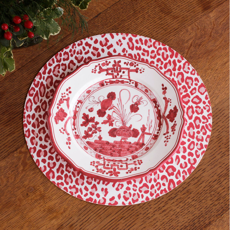Vida Faenza 11" Dinner Plate, Red/White