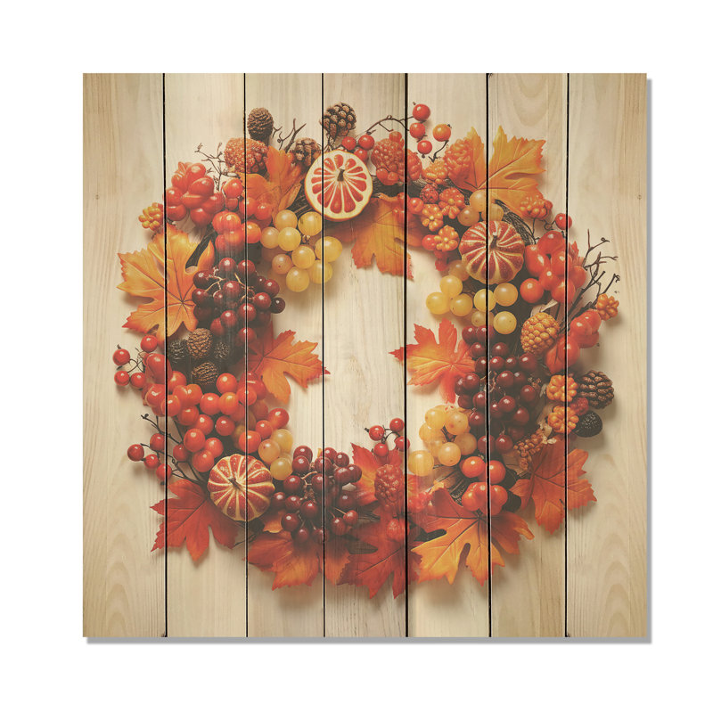 Orange Harvest Christmas Winter - impression sur bois, H 15 po x l 15 po