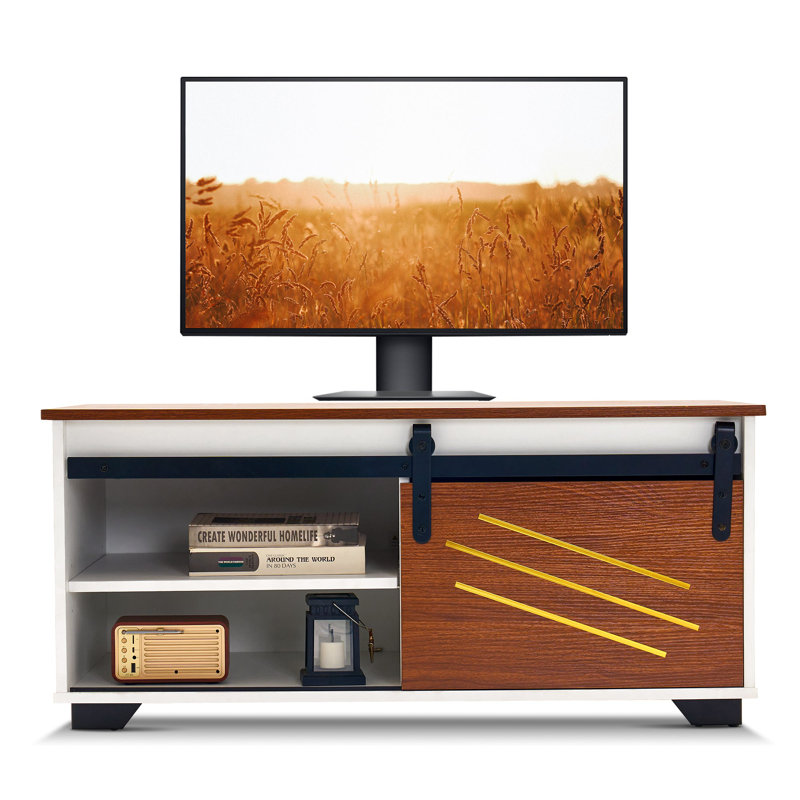 Tylik TV Stand, Modern Entertainment Center with Sliding Door and Adjustable Shelves