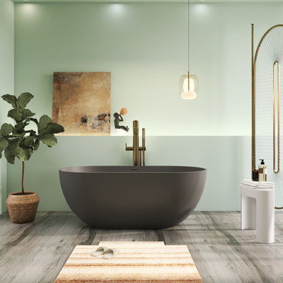 59'' x 30'' Freestanding Soaking Solid Surface Bathtub
