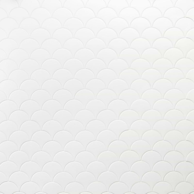 Highwater 5" Fish Scale Polished Ceramic Tile, White