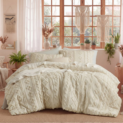 Ensemble d'édredon en microfibre touffeté brodé toutes saisons (ensemble de 3)