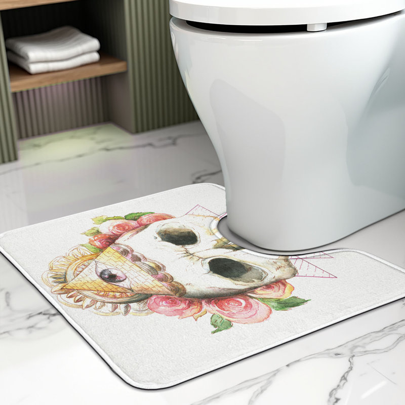Tapis de salle de bain en forme de U Skull 20 po Multicolor