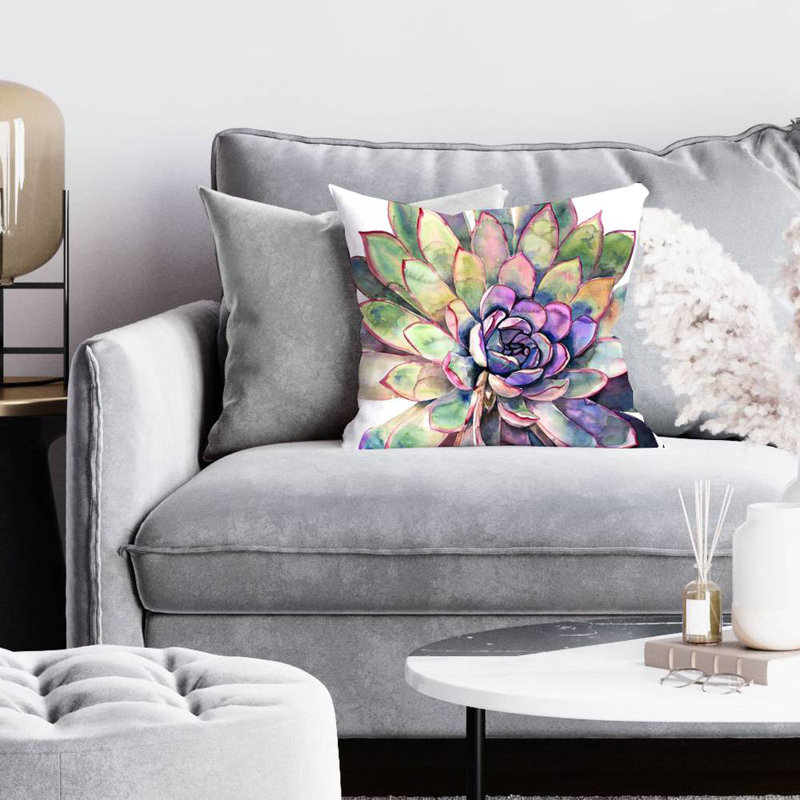 Multicolored succulent - 16"x16" Throw pillow - Poly twill - Print on demand