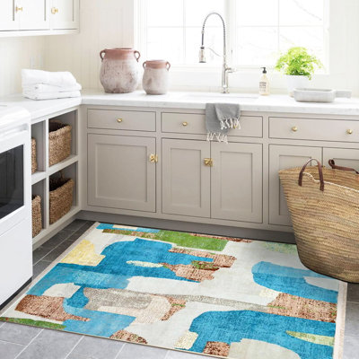 Tapis décoratif moderne multicolore à motifs abstraits de la collection Barcelona
