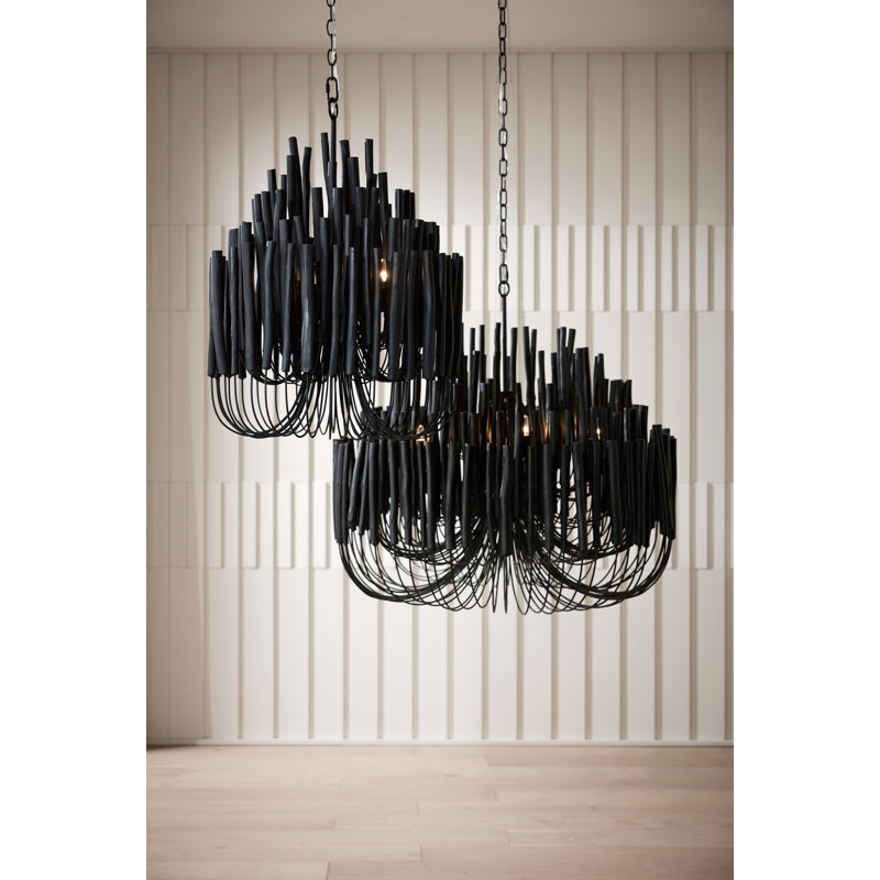 Tilda Chandelier, 38" H x 36" W x 36" D, Black Stained Wood