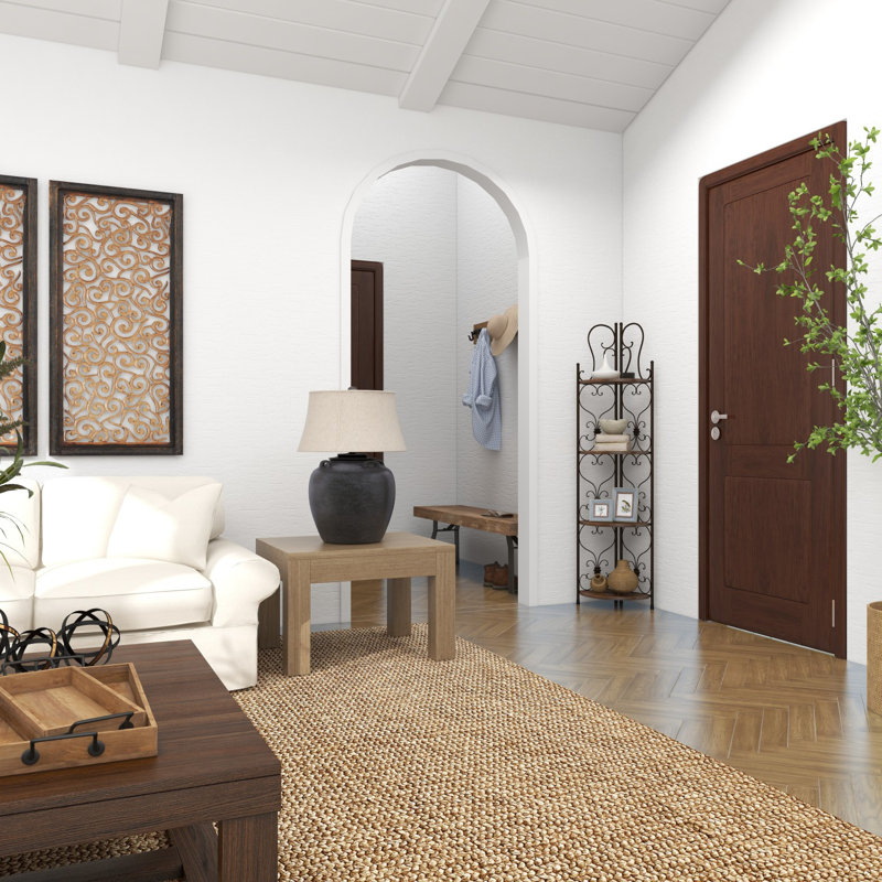 Charlton Home® Hanah Iron Standard Baker's Rack with Wooden Shelves ...