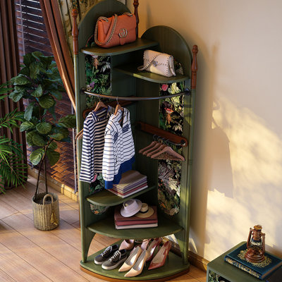 21.26"Solid-wood coat & hat closet in sage green