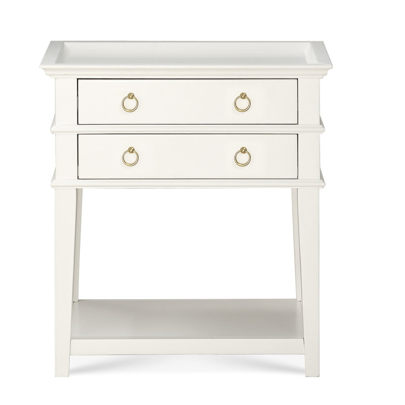 Table de chevet 2 tiroirs Carmona, Blanc