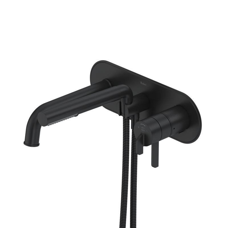 Authentica Wall Mount Thermostatic/Pressure Balance Tub Filler Trim, Black