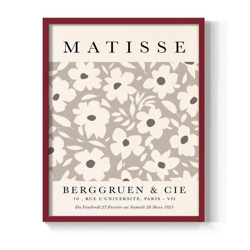 Matisse CCIX Framed Print - Solid Wood, Red, 10" H x 8" W