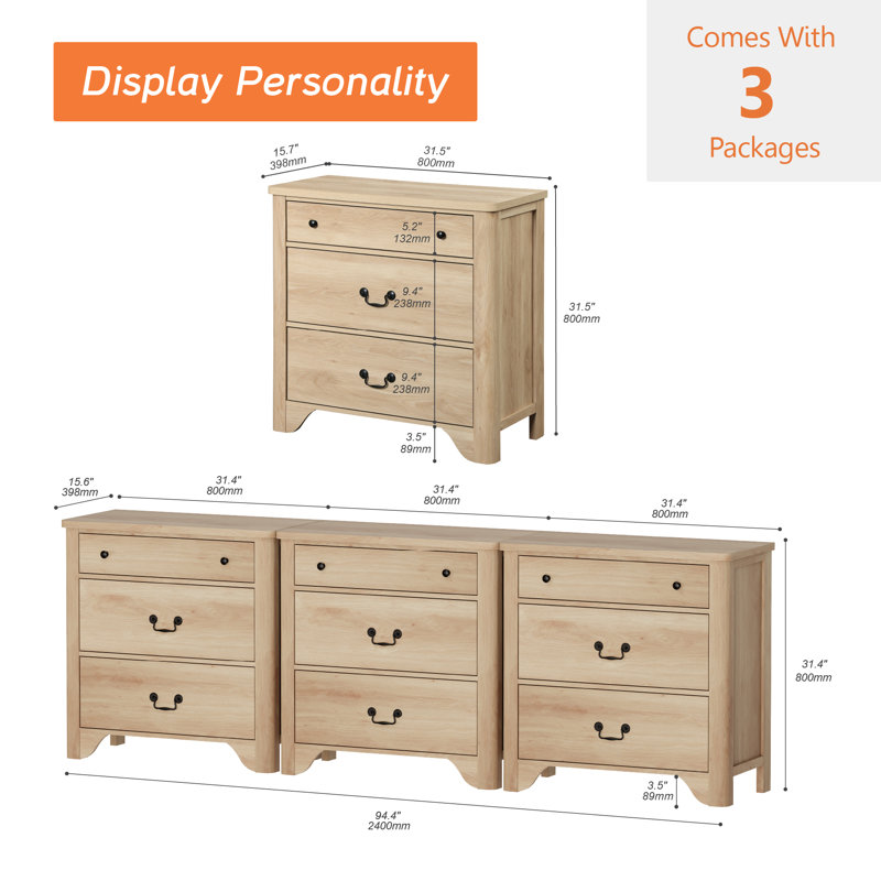 94.5 " W 9 - Drawer Dresser, Oak