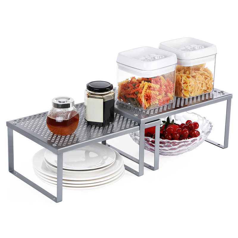 Stackable Cabinet Organizer Shelf, Silver